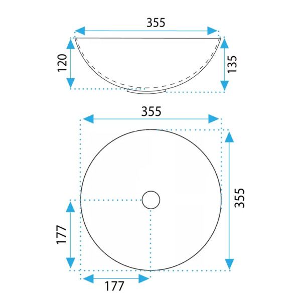 Раковина накладная REA Stella shiny alax 35,5x35,5x13,5 мрамор (REA-U9088)