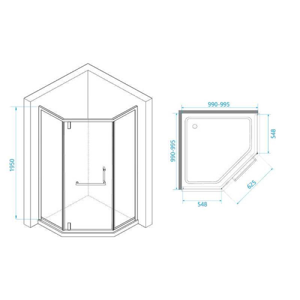 Душевой уголок RGW HO-084-B 100*100 стекло прозрачное, профиль черный 350608400-14