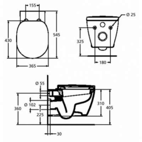 Унитаз подвесной Ideal Standard Connect 338x545x365 (E803501)