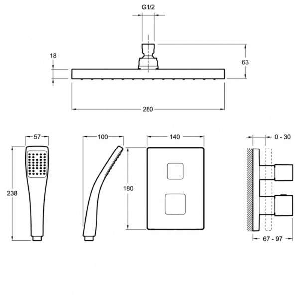 Душевая система Jacob Delafon Modulo хром (E30757-CP)