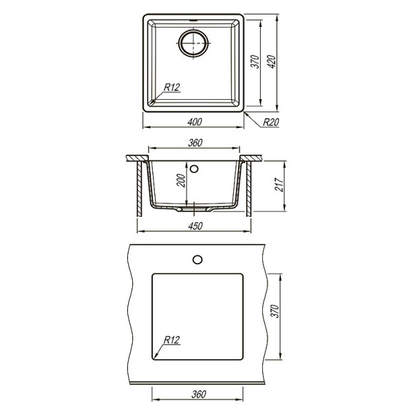 Мойка для кухни врезная Lemark Sinara 400-U 400x420 грей (9910063)