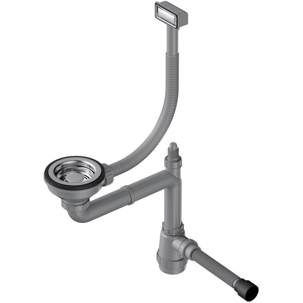 Сифон для одночашевых моек Omoikiri с прямоугольным переливом и декоративной решеткой WK-1-IN сталь нержавеющая (4956482)