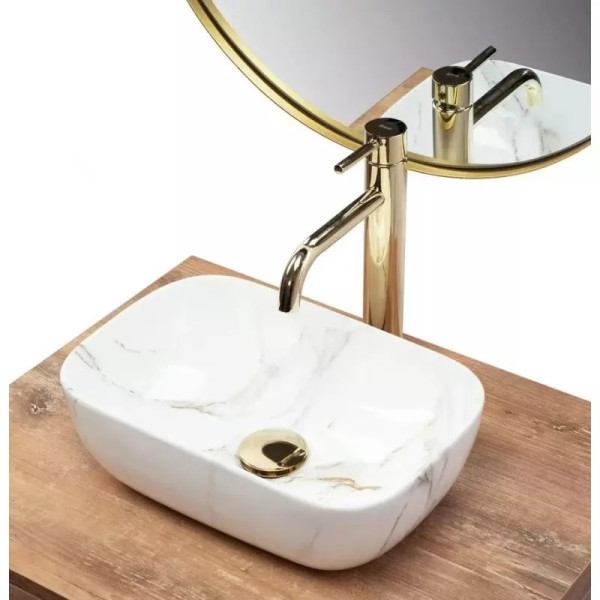 Раковина накладная Rea Belinda 36x25 мрамор (REA-U6505)