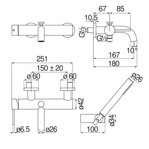 Смеситель для ванны и душа Nobili Velis золотой, с душевым набором (VE125110RCP) Смеситель для ванны и душа Nobili Velis золотой, с душевым набором (VE125110RCP)