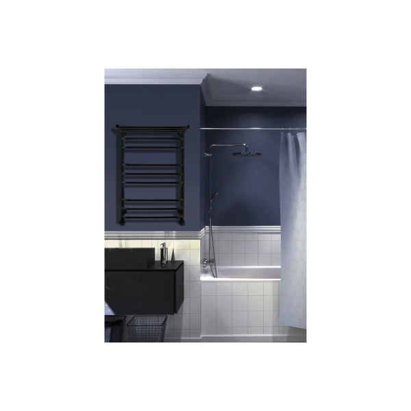 Полотенцесушитель водяной Indigo Brace 550x810 черный муар с полочкой к-1 (LBCW80-50PBR) Полотенцесушитель водяной Indigo Brace 550x810 черный муар с полочкой к-1 (LBCW80-50PBR)