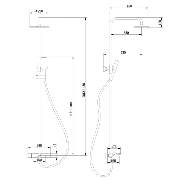 Душевая система Abber Thermostat с изливом никель (AF8516NGL)
