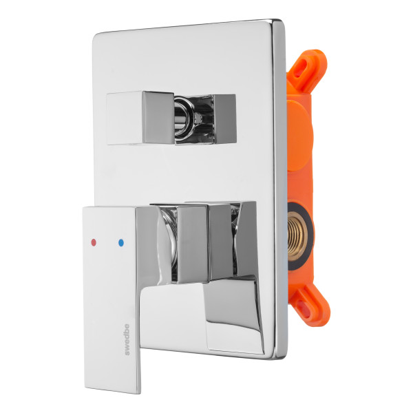 Смеситель для душа встраиваемый Swedbe Platta подключение на 2 выхода в монтажном боксе хром (5519)