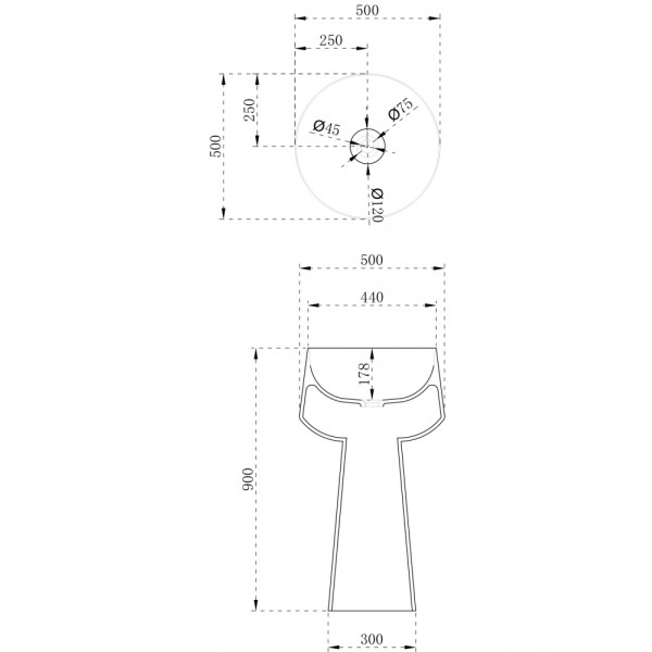 Раковина напольная Abber Stein 500x500 белый матовый (AS2508)