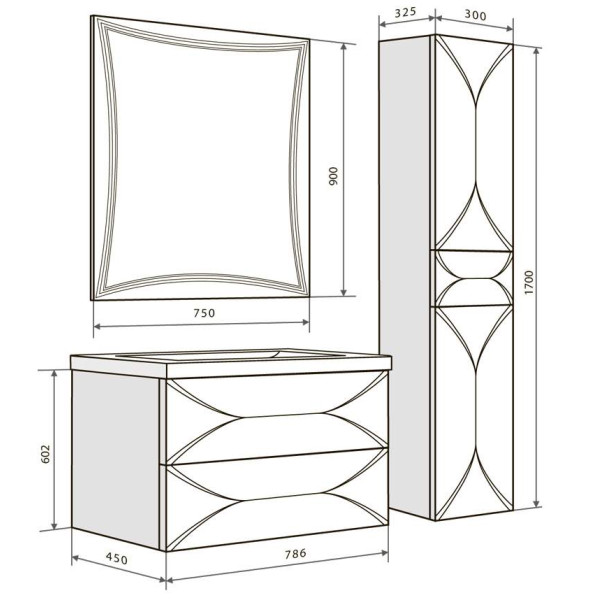 Зеркало Marka One Brio 750*70*900 белое (У26295)