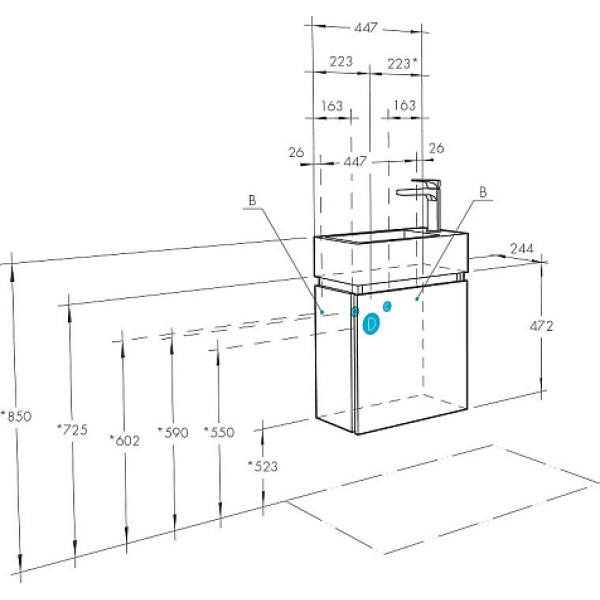 Тумба-умывальник Aquaton подв Эклипс М эбони св пр/1WH301972 Раковина Эрис (1A1728K1EK49R)