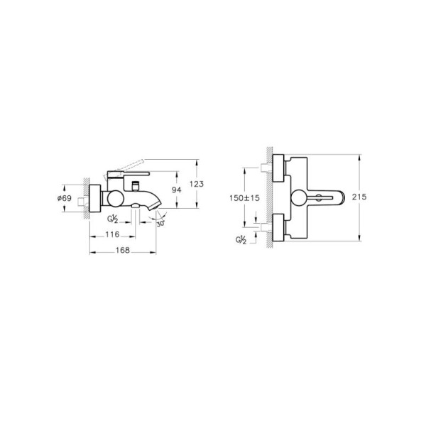 Смеситель для ванны и душа Vitra Minimax Round черный (A4354836EXP)