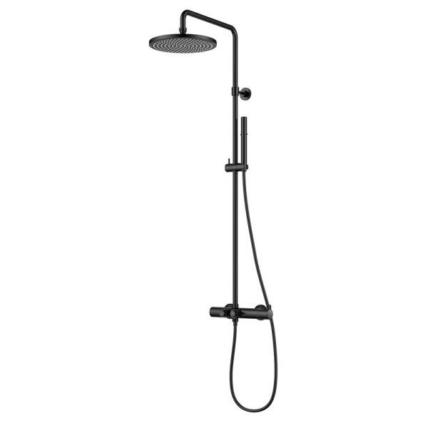 Душевая система Cezares Eco с термостатом, с ручным и верхним душем, черный матовый (ECO-CD-T-NOP)