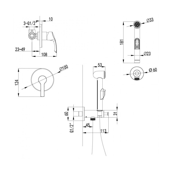 Смеситель для биде Lemark Plus Strike встраиваемый (LM1119C)