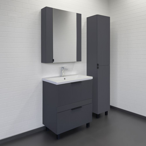 Тумба напольная Comforty Лима 700x850x450 антрацит матовый с раковиной (00-00019179)
