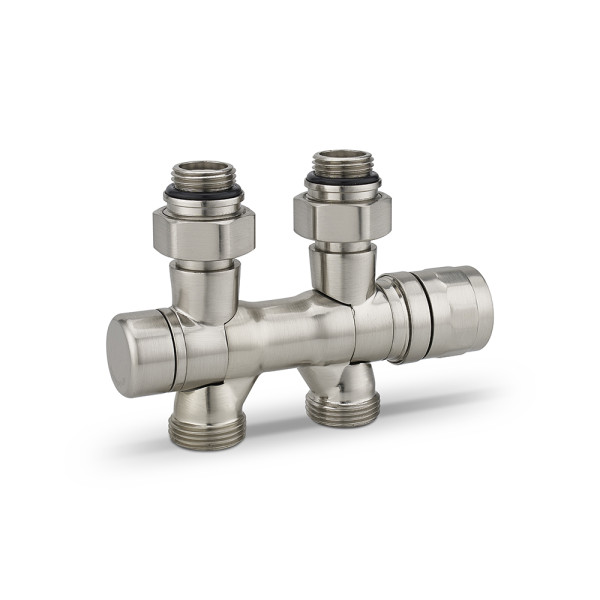 Фитинг двойной термостатический 1/2"х3/4"(18)ЕК универсальный Varmega VMDV25 (матовый никель) (VMDV25-500415)