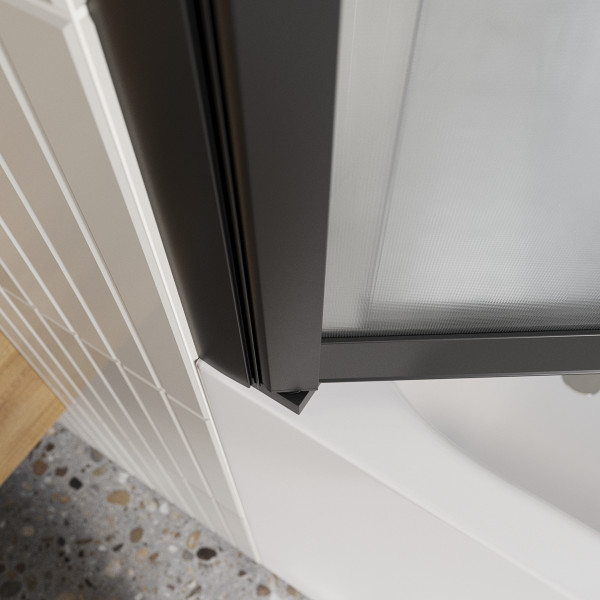 Шторка душевая для ванны BelBagno Luce 90x145 стекло матовое, профиль черный (LUCE-VF-11-90/145-P-NERO)