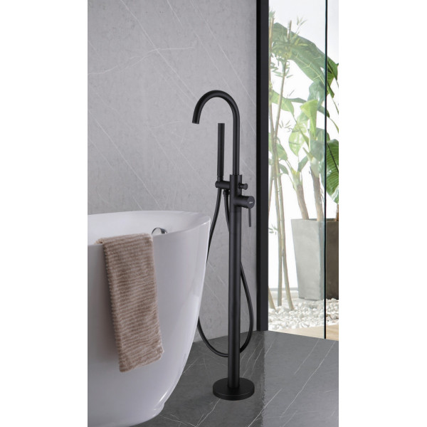 Смеситель напольный Abber Wasser Kreis черный матовый (AF8115BN)