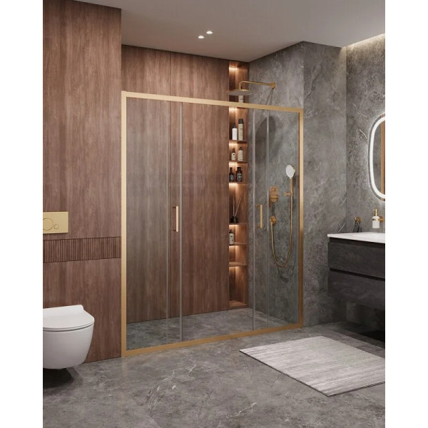 Душевая дверь Cezares Molveno 170x195 стекло прозрачное, профиль брашированное золото (MOLVENO-BF-2-170-C-BORO-IV)