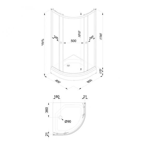 Душевое ограждение Triton Ультра 80x80 стекло матовое, профиль белый (DK357)