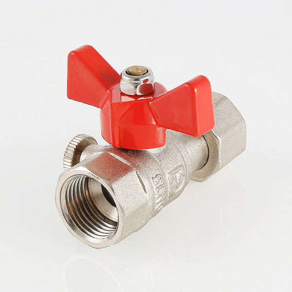 Кран 1/2"х3/8" ВВ шаровый для подключения манометра Valtec (красная бабочка) VT.807.N.0403