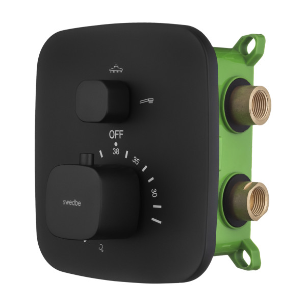 Душевая система Swedbe Hermes с термостатическим смесителем для ванны черный (9093B)