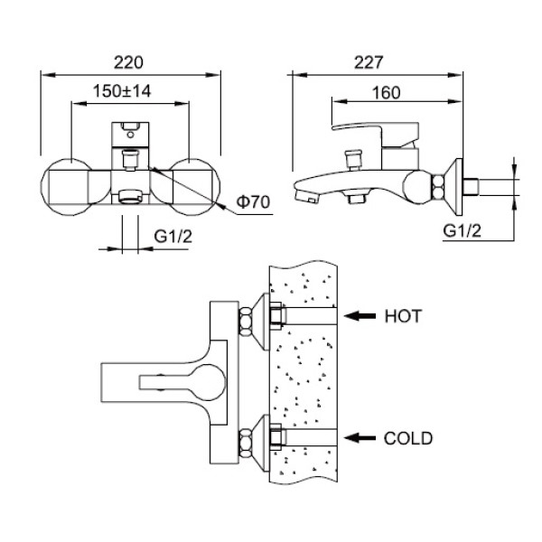 Смеситель для ванны и душа Zeegres Z.PROG (70002001)