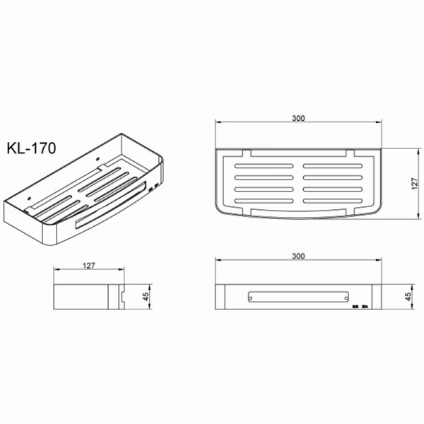 Полка прямоугольная одноэтажная черная матовая Azario (AZ-170B) Полка прямоугольная одноэтажная черная матовая Azario (AZ-170B)