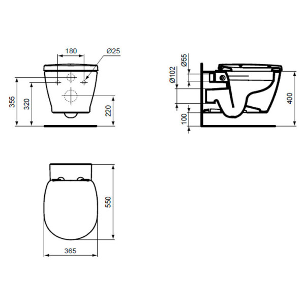 Унитаз подвесной Ideal Standard Connect 365х550х320 (E814901)