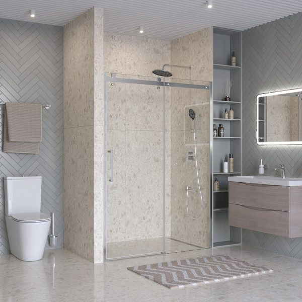 Душевая дверь BelBagno Marino 140x195 стекло прозрачное, профиль хром глянцевый (MARINO-2-BF-1-140-C-CR)