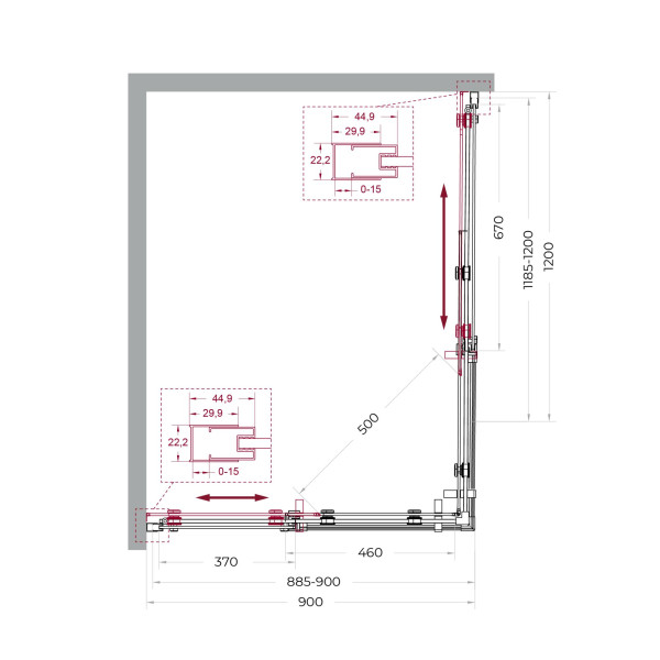 Душевой уголок BelBagno Marino 120x90x195 стекло прозрачное, профиль хром глянцевый (MARINO-2-AH-2-120/90-C-CR)