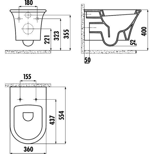 Унитаз подвесной Creavit Moun 36x55,4x34,8 белый (MO320-11CB00E-0000)