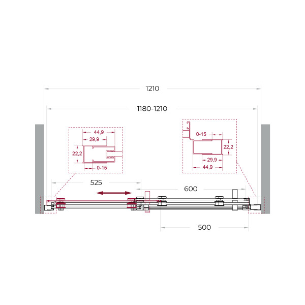 Душевая дверь BelBagno Marino 120x195 стекло прозрачное, профиль оружейная сталь матовая (MARINO-2-BF-1-120-C-GM)