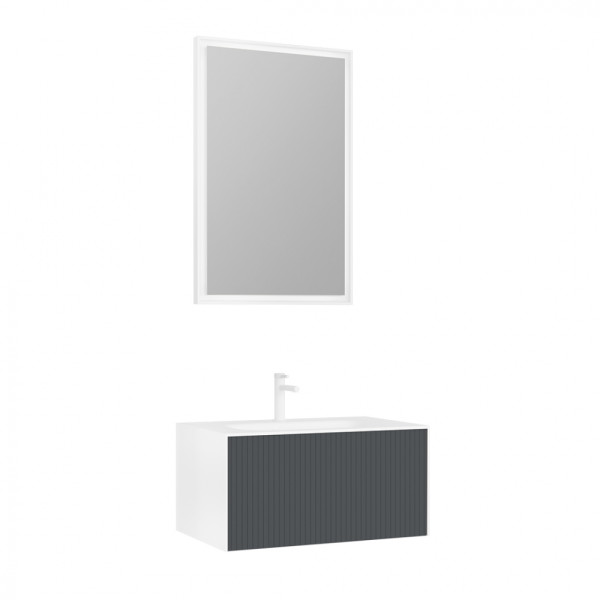 Тумба подвесная Orka Cube 800x490x400 с раковиной антрацит матовый (3000371)