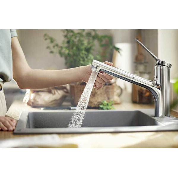 Смеситель для кухни Hansgrohe Zesis M хром, с видвижным изливом (74800000) Смеситель для кухни Hansgrohe Zesis M хром, с видвижным изливом (74800000)