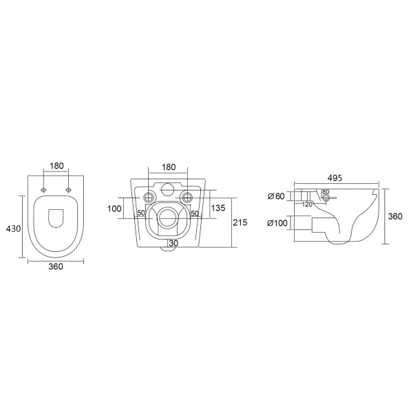Унитаз-биде Abber Bequem 360x495x360 белый (AC1104TNS)