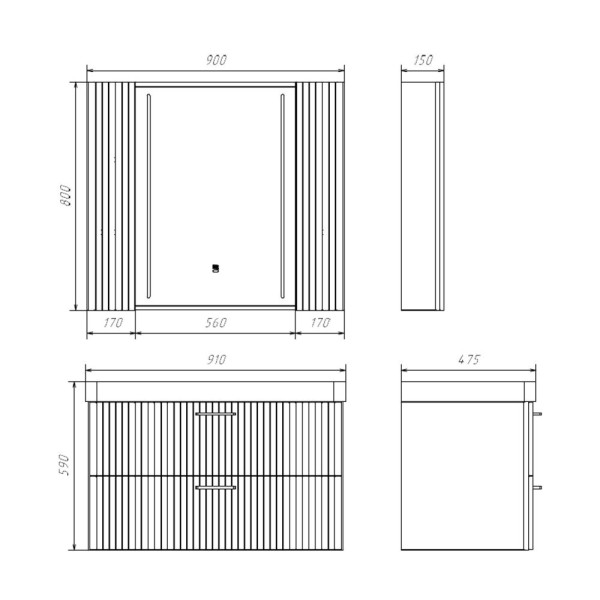 Пенал подвесной Comforty Эдельвейс 900x800x150 (00-00019940)