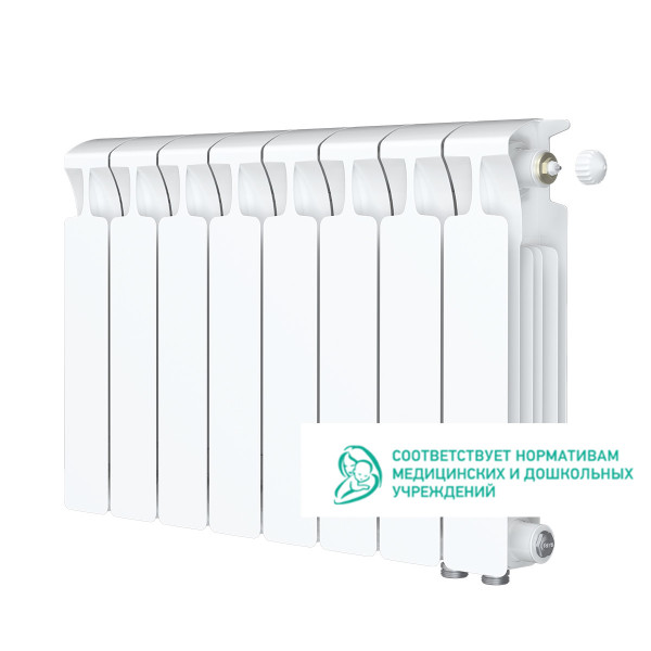 Радиатор биметаллический Rifar Monolit Ventil L 300 (8 секций, НП лев подкл. 50 мм.) (RM30008VL)