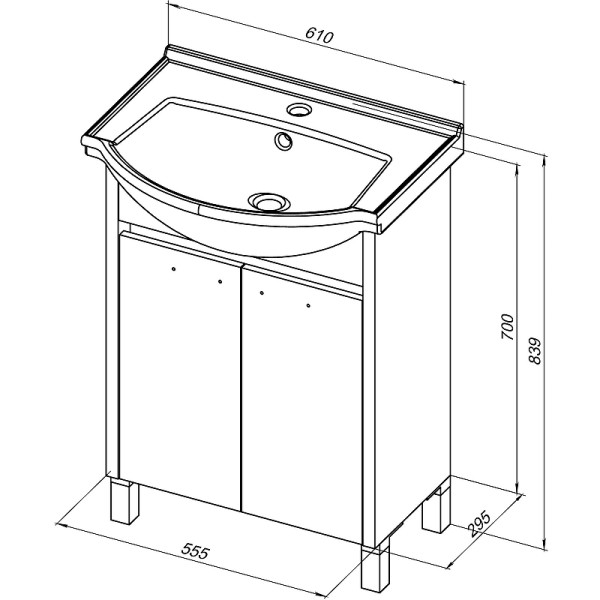 Тумба напольная Aquanet Донна 60 белый дуб/белый (2 дверцы) (00273996) Тумба напольная Aquanet Донна 60 белый дуб/белый (2 дверцы) (00273996)