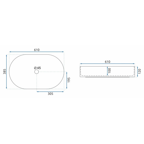 Раковина накладная Rea Nadia 61x38,5 белый (REA-U1055)