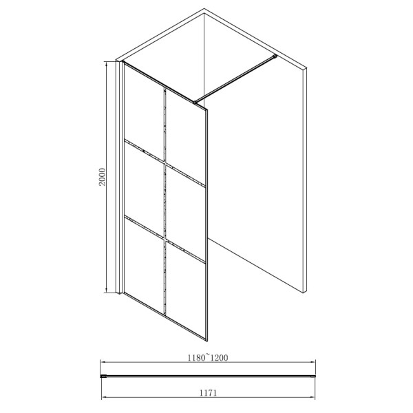 Душевая перегородка Abber Immer Offen 1200*2000 стекло прозрачное, профиль черный (AG62120B)