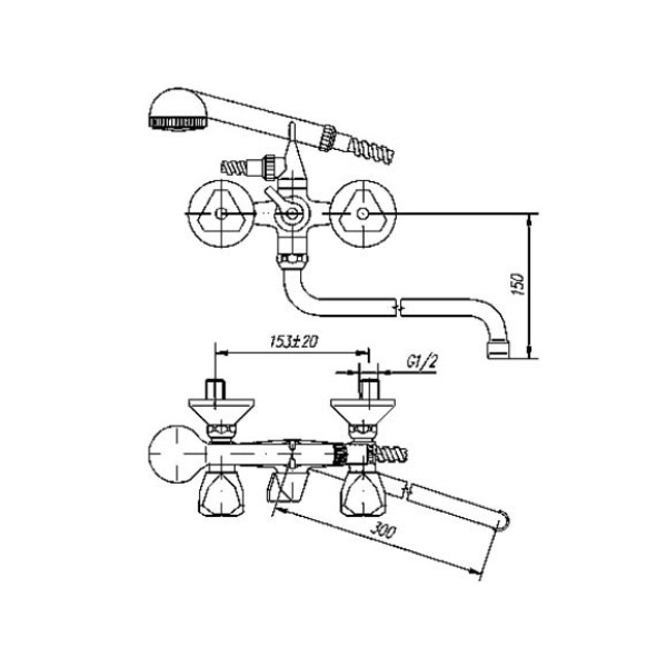 Смеситель для ванны и душа Mofem 604 TRI с душевым комплектом (145-0057-04) Смеситель для ванны и душа Mofem 604 TRI с душевым комплектом (145-0057-04)