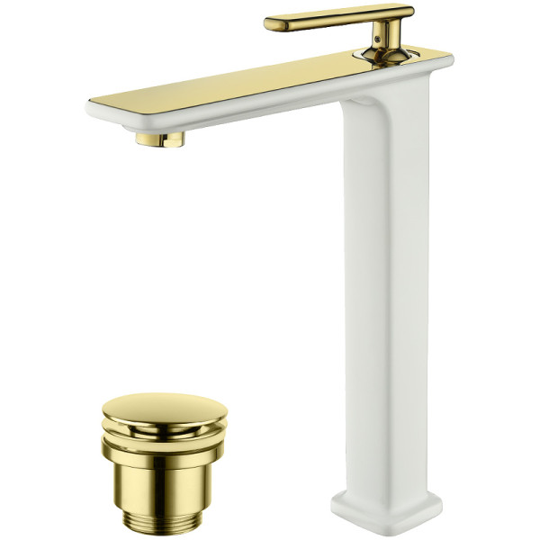 Смеситель для раковины Lemark Mista белый золото (LM6409WG)