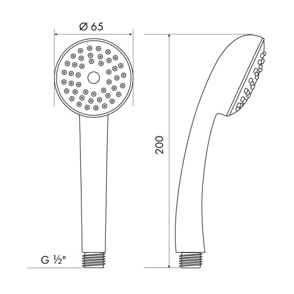 Душевая лейка Melodia 1 функция, d65мм, хром/серый/зеленый (MKP20422P)