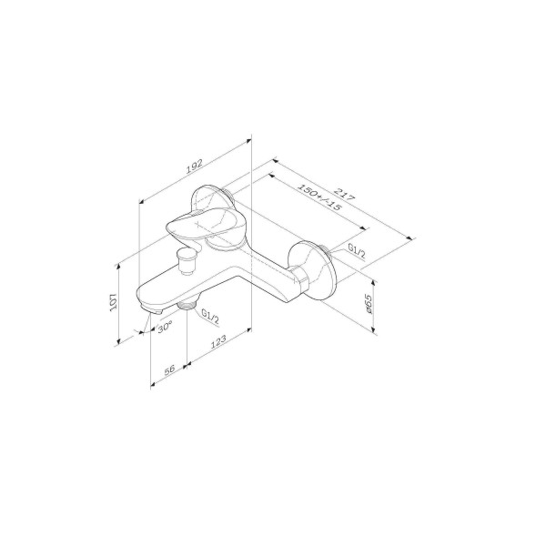 Смеситель для ванны и душа AM.PM Sunny хром (F85C1000)
