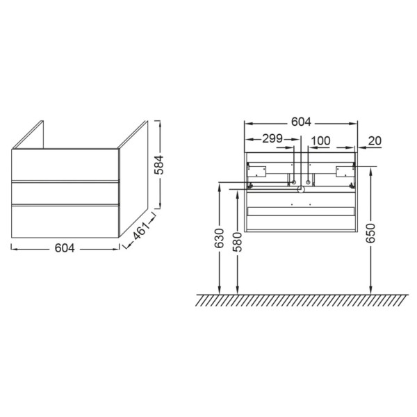 Тумба подвесная Jacob Delafon Luicen 604x461x584 белый/дуб корбридж (EB2056-E76-J5)