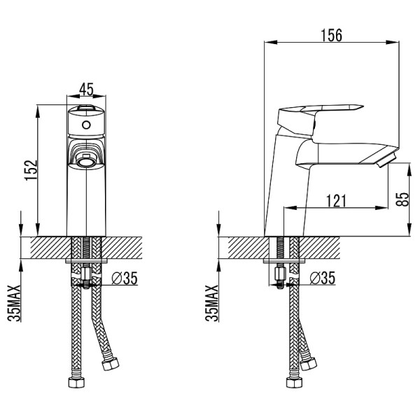 Смеситель для раковины Azario хром (AZ-HU245901)