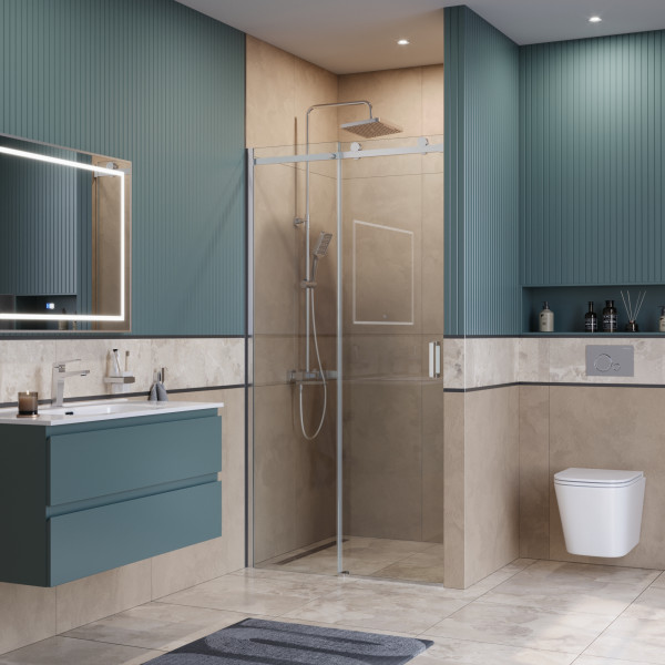 Душевая дверь BelBagno Soft Close-2 110x200 стекло прозрачное, профиль хром глянцевый (SOFT_CLOSE-2-BF-1-110-C-Cr)