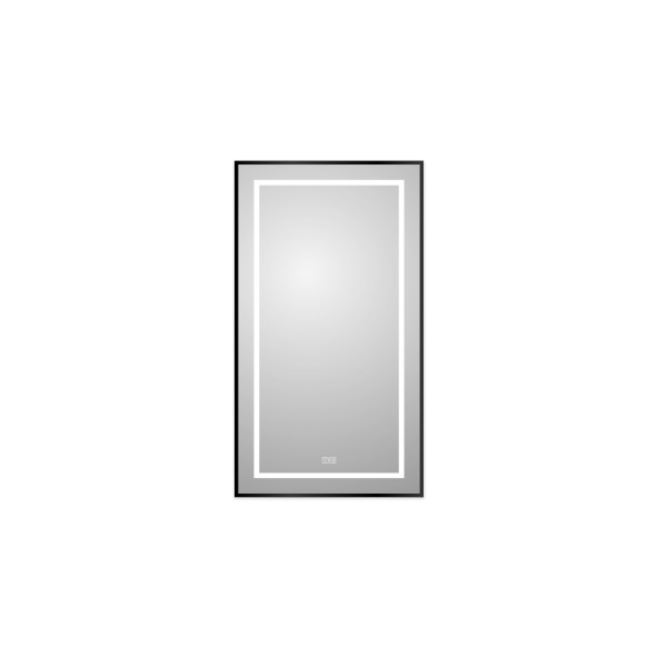 Зеркало BelBagno 500x32x900 в алюминиевой раме со встроенным светильником сенсорным выключателем и подогревом (SPC-KRAFT-500-900-LED-TCH-WARM-NERO)