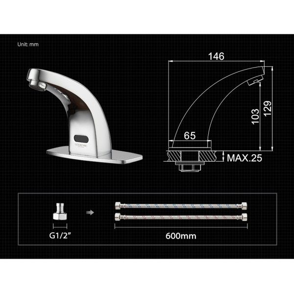 Смеситель для раковины Ledeme хром (L1055-13)