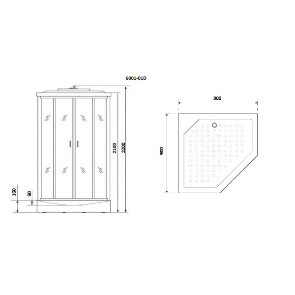 Душевая кабина Niagara Premium 900*900*2200 стекло прозрачное, профиль хром (NG-6001-01D)